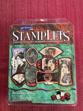 Sculpey Stamplets Rubber Stamping Kit - Asian Designs (Green, Red, Black)